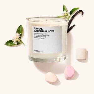 Dossier Floral Marshmallow Candle 9oz / Vanilla, Bergamot, Amber, 100% Soy / NIB